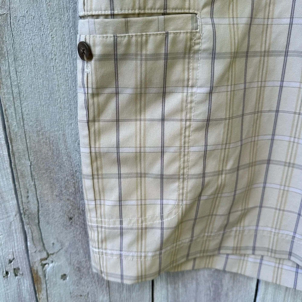 Men's Adidas ‎ Khaki Plaid Cargo Golf Shorts Flat Front Size 38 11